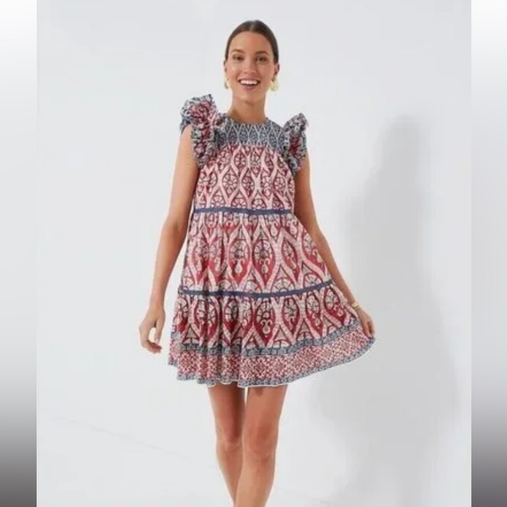 EUC Tuckernuck Ash Eden Dress Womens Small Olga Mini Tiered Boho Lace Ruffles